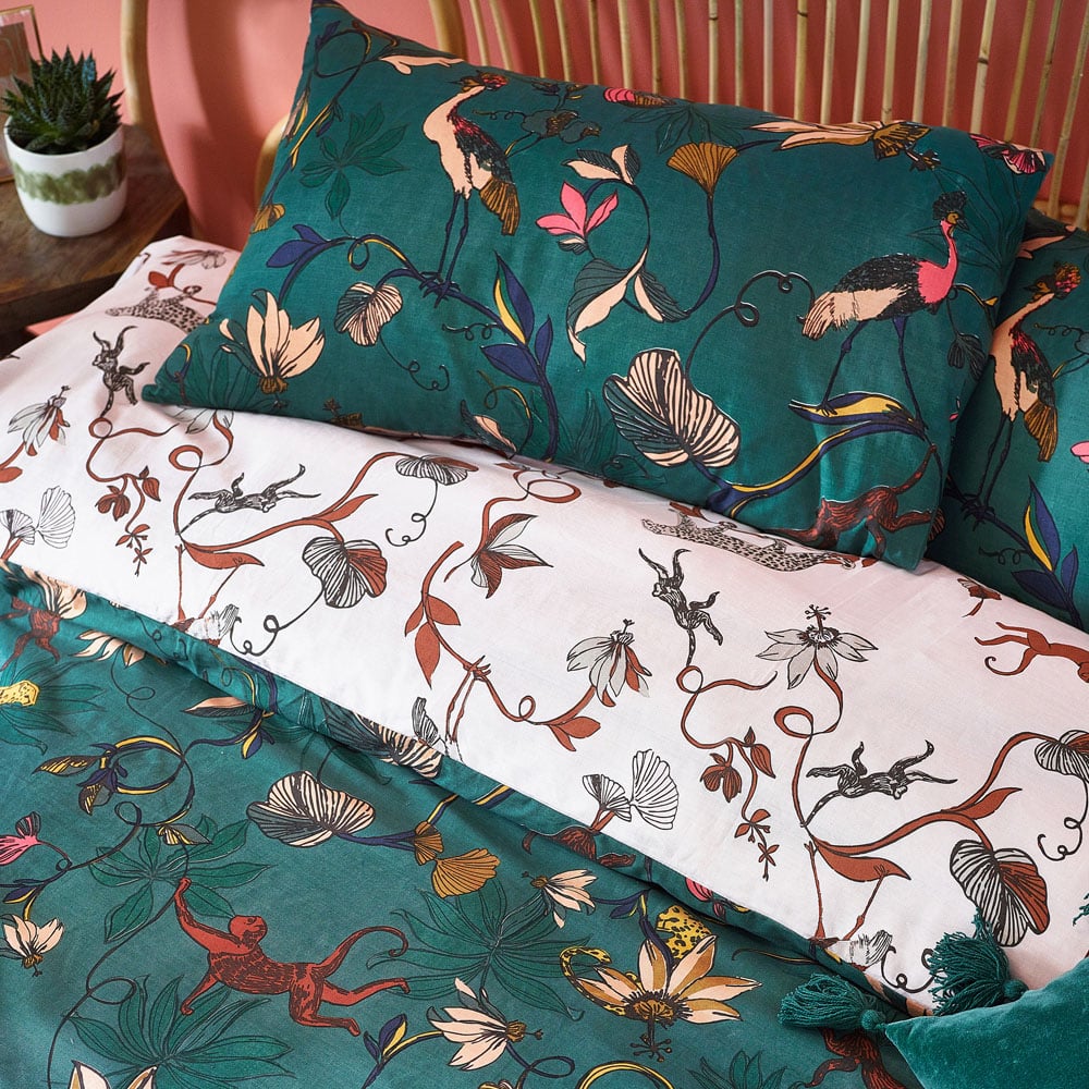 furn. Wildlings Single Green Duvet Set Image 2