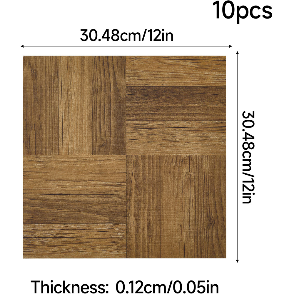 Living and Home Parquet Brown Self-Adhesive PVC Flooring Tile 10 Pack Image 9
