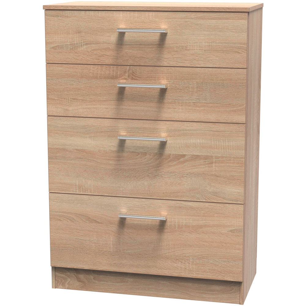 Crowndale Devon 4 Drawer Bardolino Oak Deep Chest of Drawers Image 2
