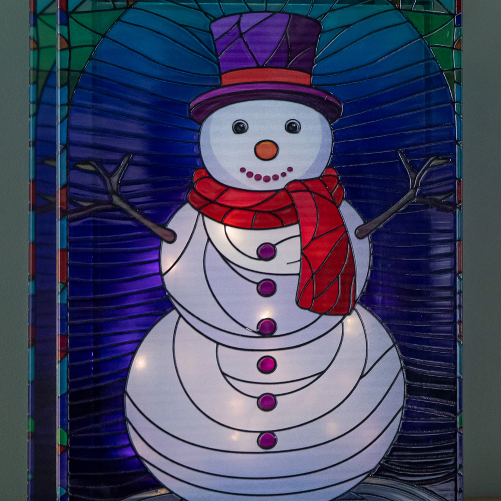 Samuel Alexander Warm White LED Stained Glass Snowman Christmas Decoration 28cm Image 5