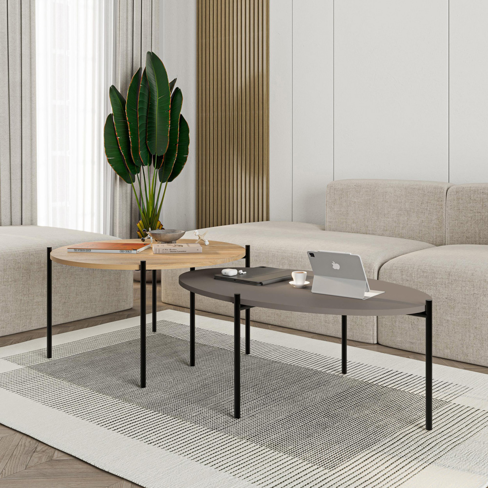 Decortie Odelia Sapphire Oak Nest of Tables Set of 2 Image 4