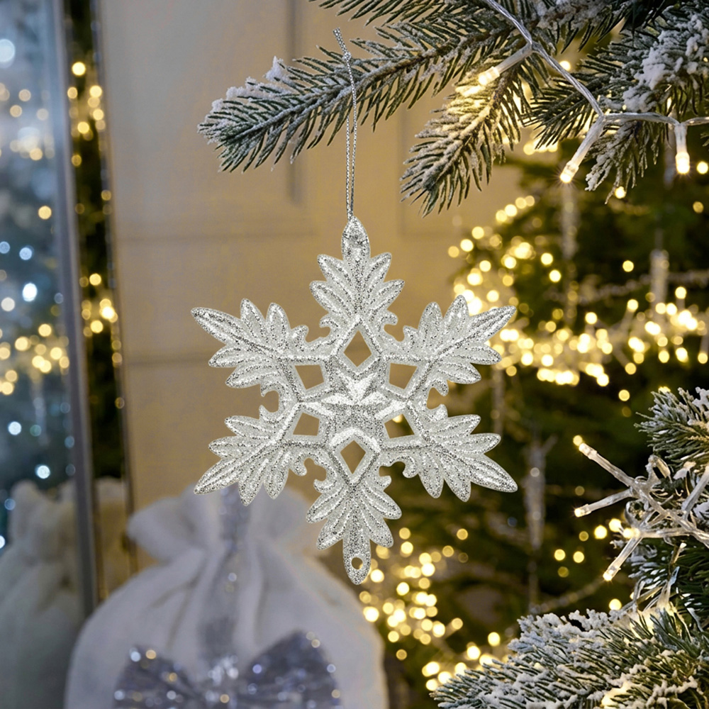 Snowflake Tree Decoration - Silver or White Image 2