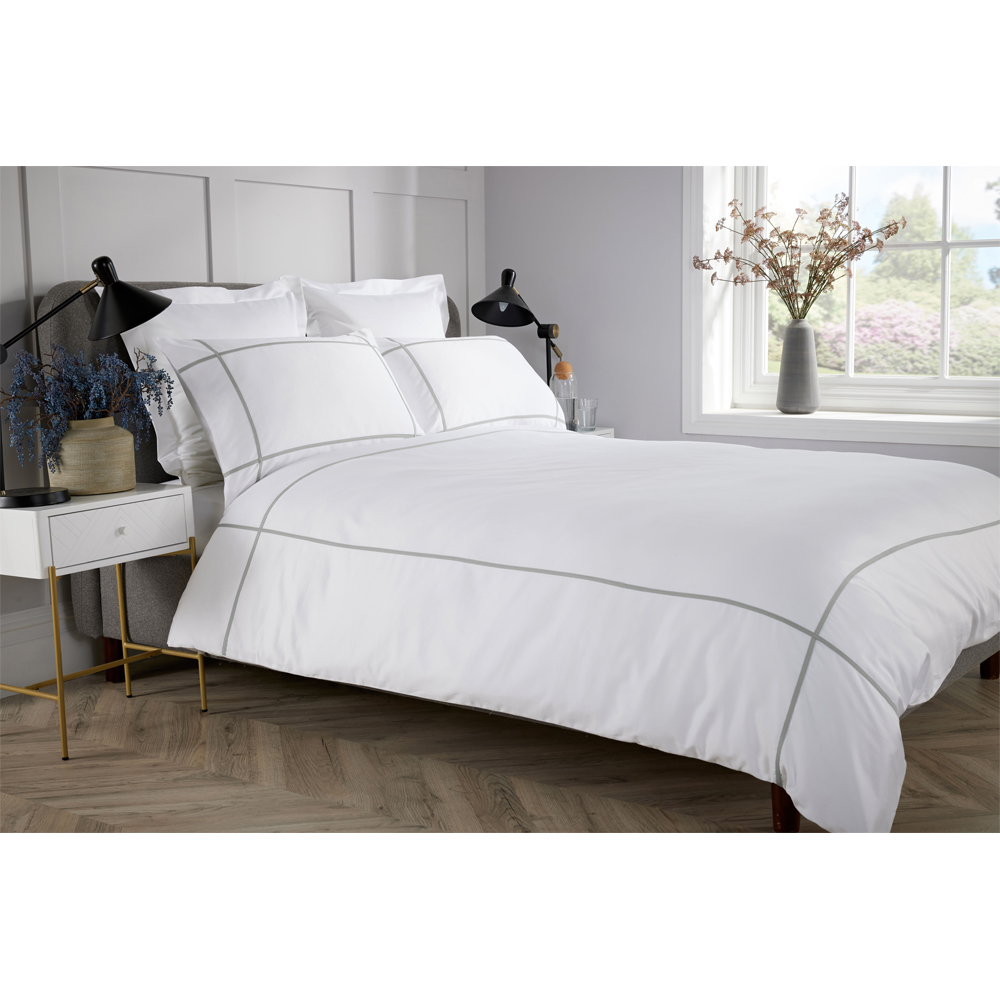 Bellissimo Home Super King Size Grey Criss Cross 400 Thread Count Duvet Set Image 2