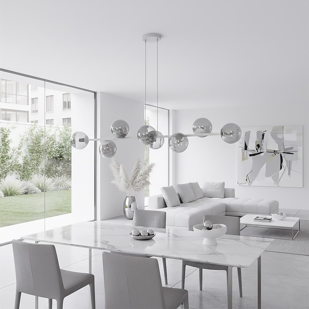 Emibig Magnus 8 Light Grey and Graphite E14 Ceiling Pendant Light Image 8