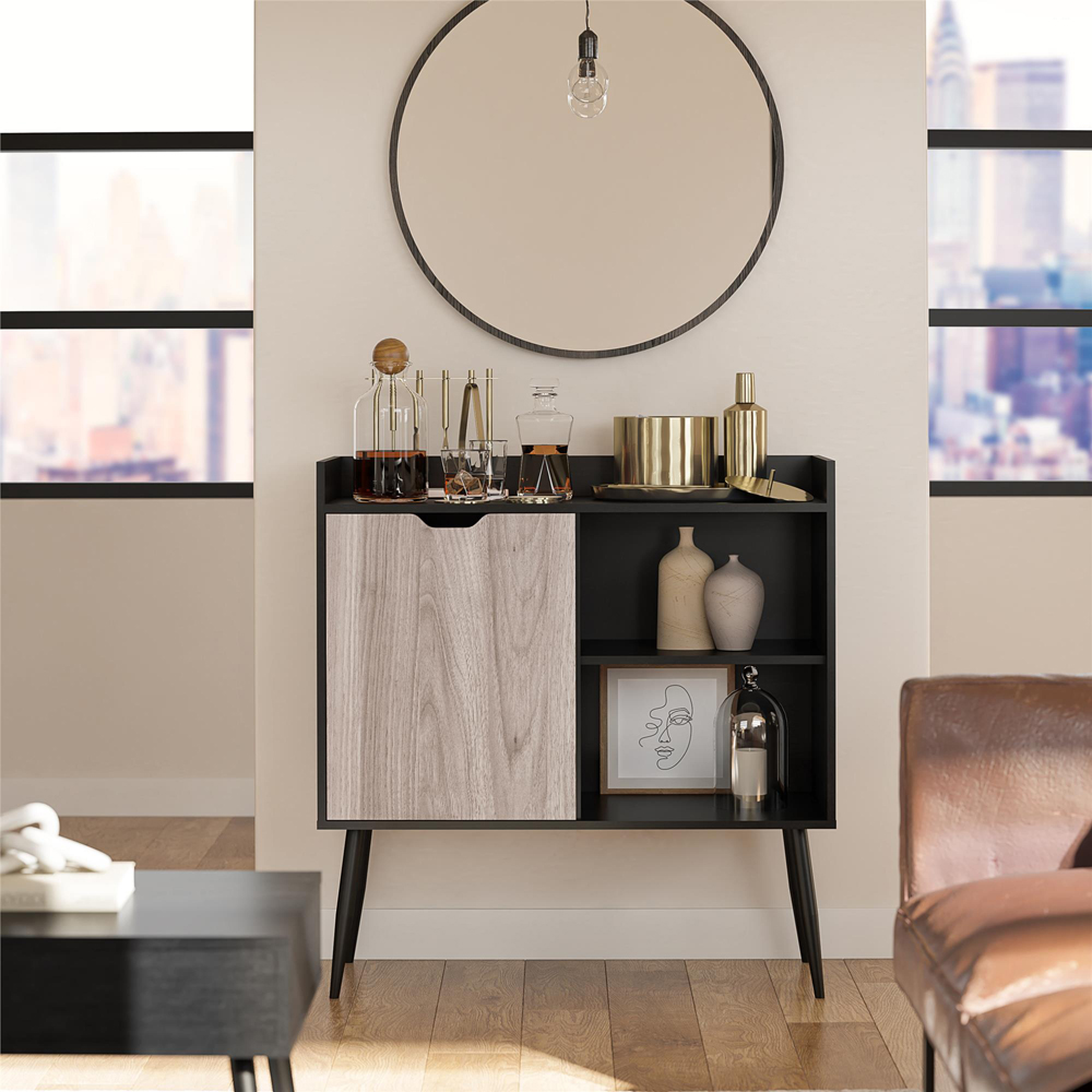 Dorel Copley 2 Door 2 Shelf Black Oak Bar Cabinet Image 7
