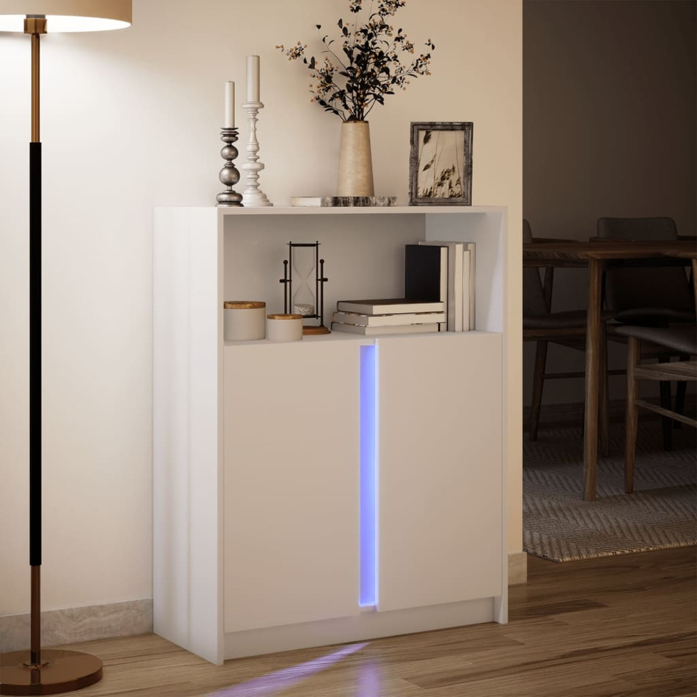 vidaXL 2 Door Single Shelf White LED Sideboard Image 5