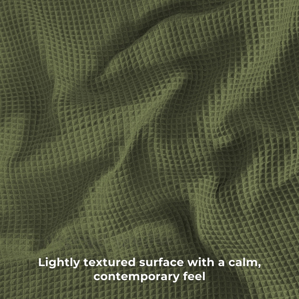 MHG Living Single Olive Green Chunky Waffle Duvet Cover Set Image 5
