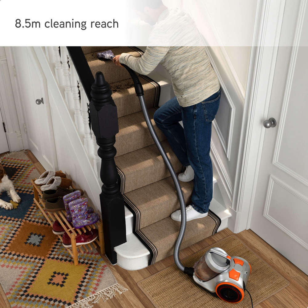 Vax Silver and Orange Pick Up Pet Cylinder Bagless Corded Vacuum Cleaner 800W Image 5