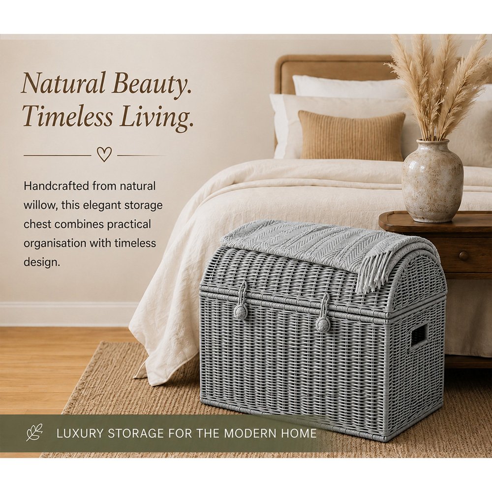 Home Republic Grey Rattan Woven Storage Chest Image 5