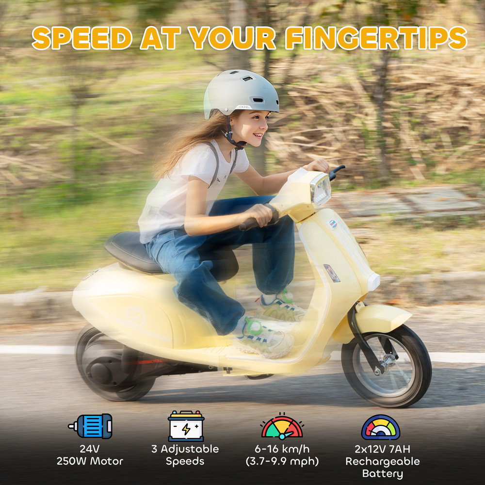 Tommy Toys Beige Battery Powered Ride On Motorcycle with Manual Throttle 24V Image 8
