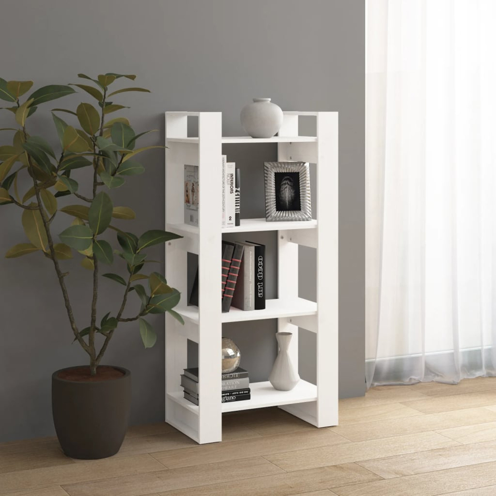 vidaXL 4 Shelf White Solid Wood Bookcase Image 7