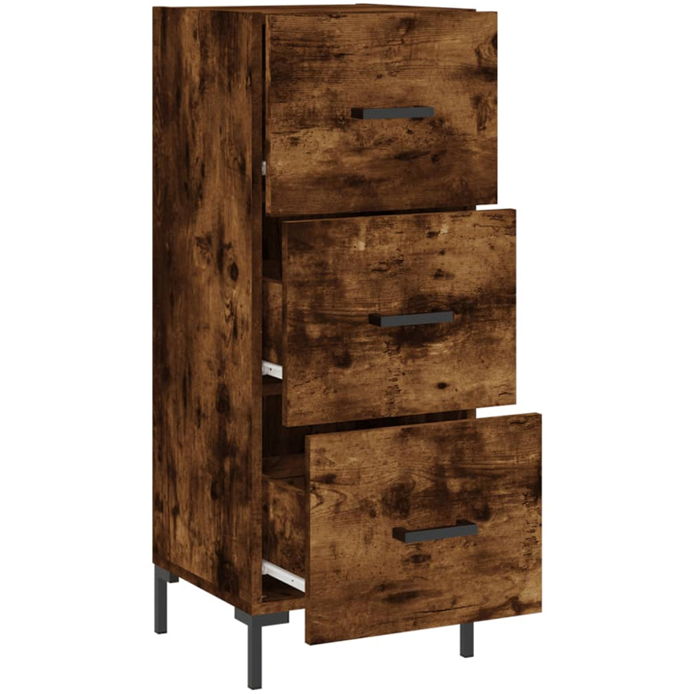 vidaXL 3 Drawer Smoked Oak Slim Sideboard Image 5