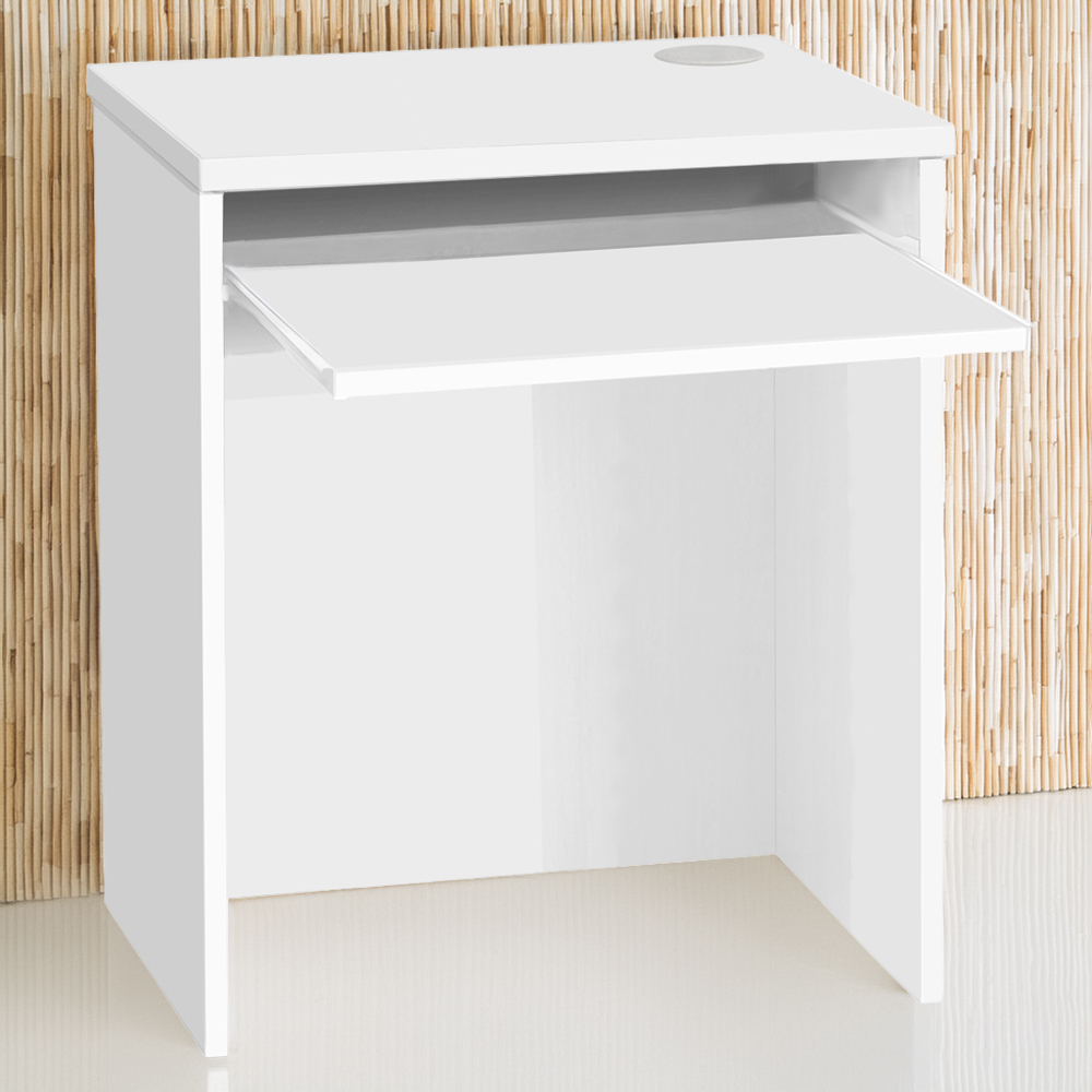 R White Cabinets Small Laptop Desk with Keyboard Trayf White Image 1