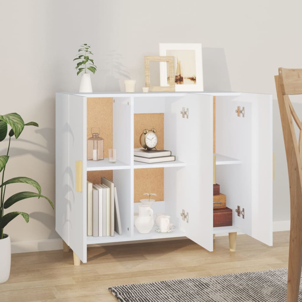 vidaXL 3 Door White Sideboard Image 7