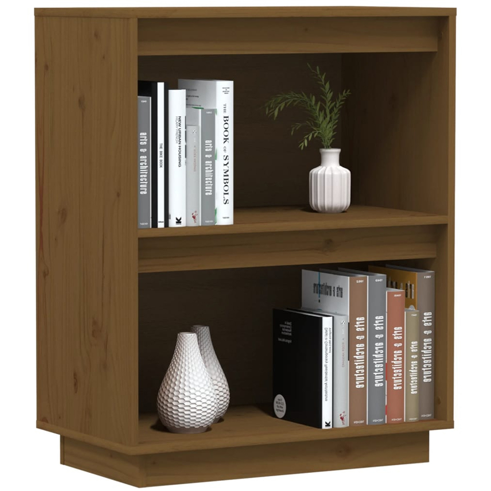 vidaXL 2 Open Shelf Honey Brown Solid Pine Wood Console Cabinet Image 3