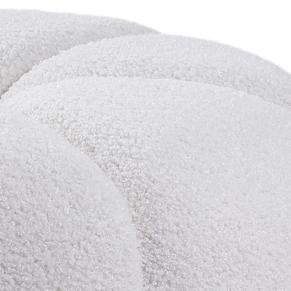 Living and Home White Round Teddy Fabric Footstool Image 5