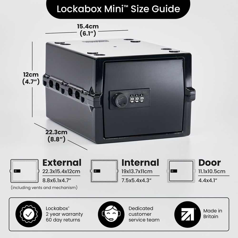 Lockabox 3L Jet Black Lockable Mini Storage Box Image 4