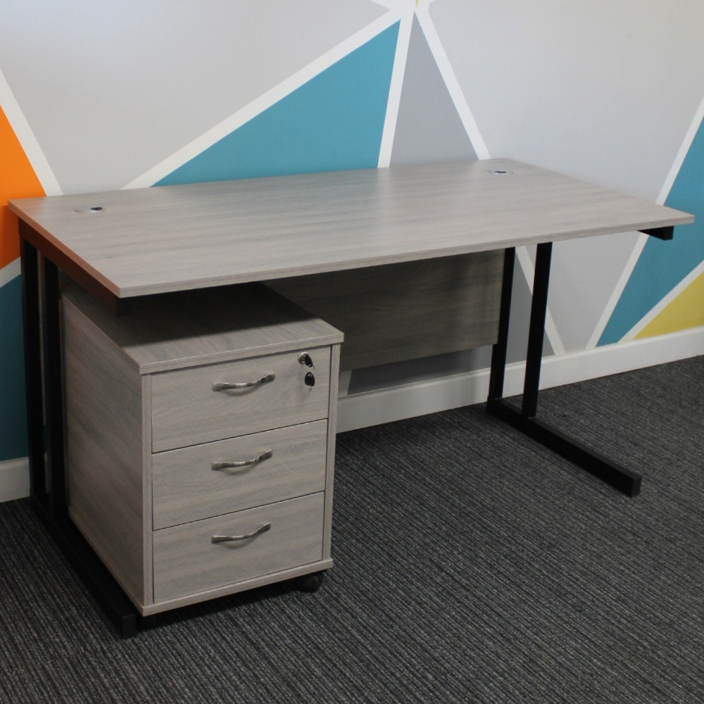 Kosy Koala Grey Wooden Office Desk with Drawer Unit Image 7