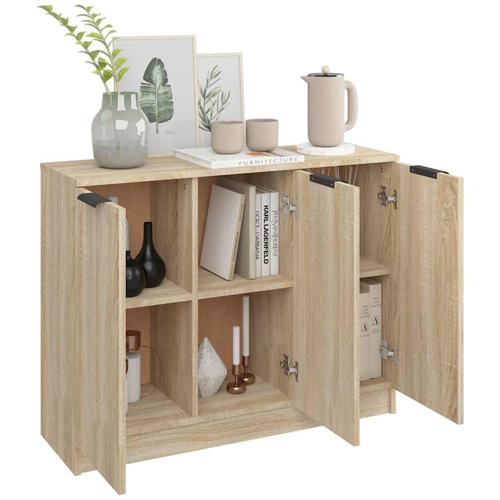 vidaXL 3 Door Sonoma Oak Sideboard Image 4
