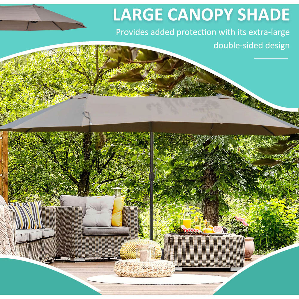 Outsunny Brown Crank Handle Double Canopy Parasol Image 4