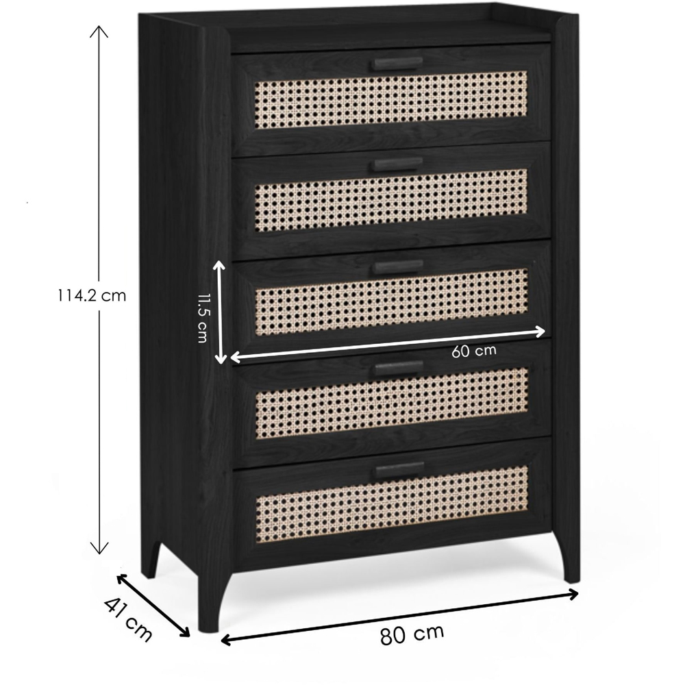 Julian Bowen Sydney 5 Drawer Black Ash Chest of Drawers Image 9