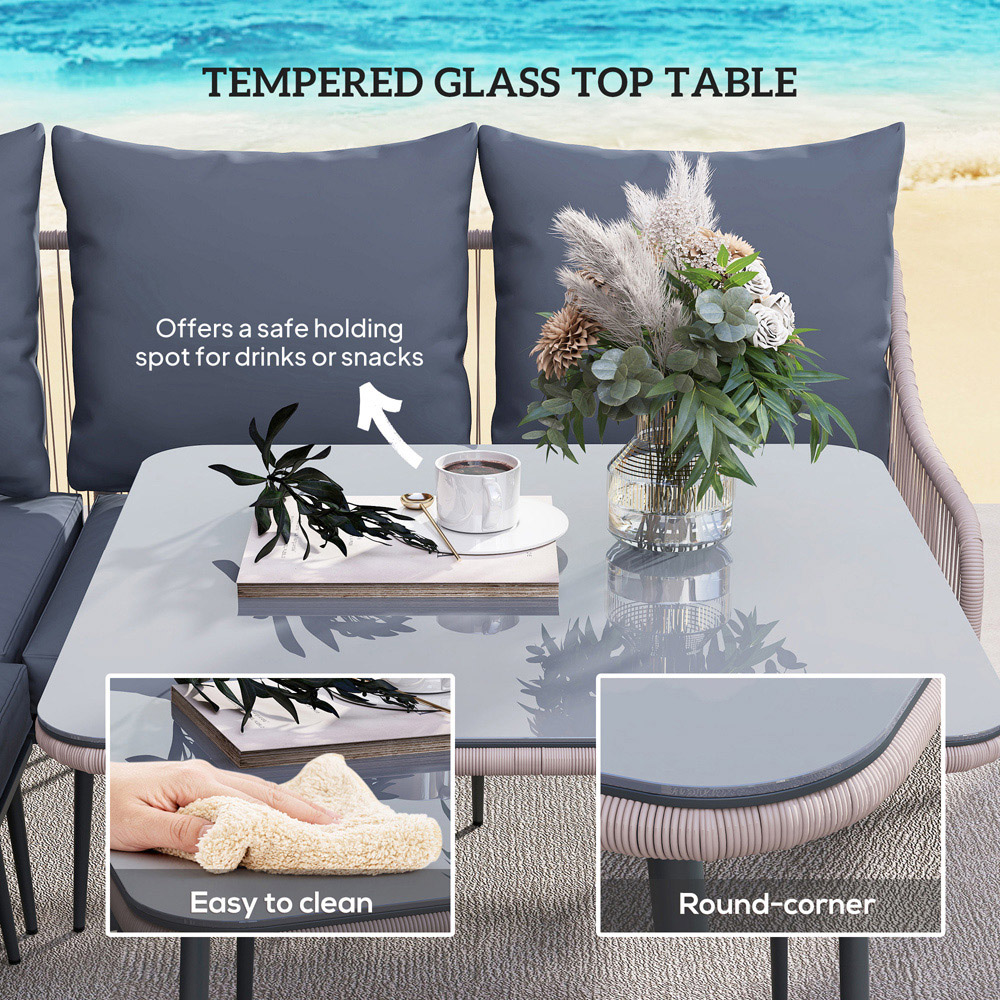 Outsunny 6 Seater Light Brown Garden Furniture Set Image 6