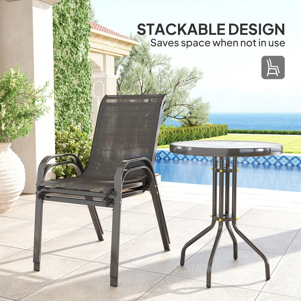 Outsunny 2 Seater Small Garden Bistro Set Black Image 5