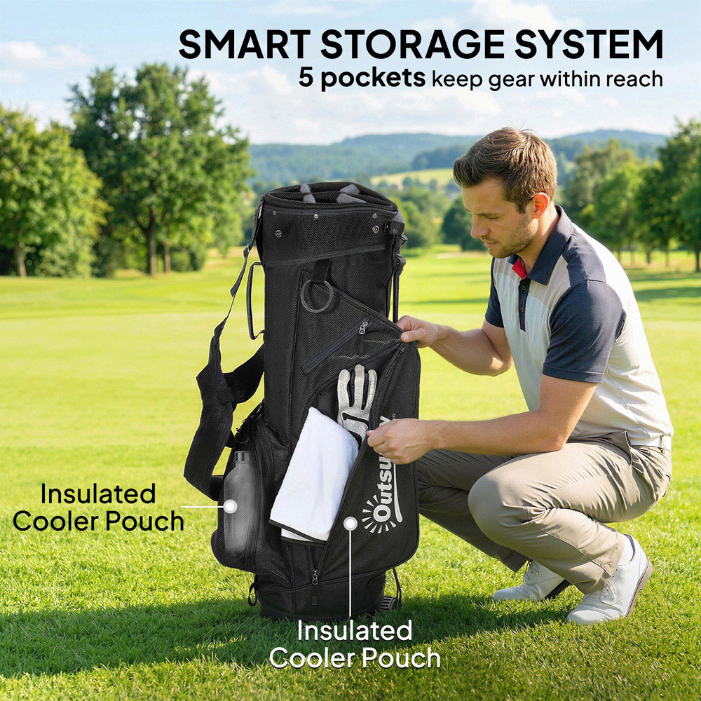 Outsunny Grey 6 Way Full-Length Divider Golf Stand Bags Image 6