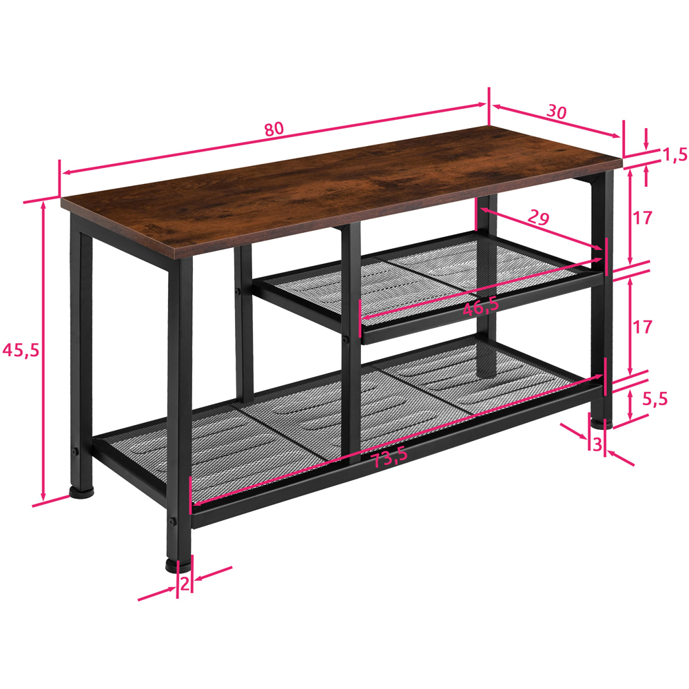 tectake Taunton 2 Grid Shelf Dark Wood Shoe Rack Image 9