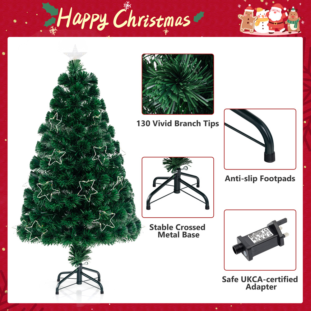 Costway 18 String Light Fibre Optic Pre-Lit Artificial Christmas Tree 4ft Image 5