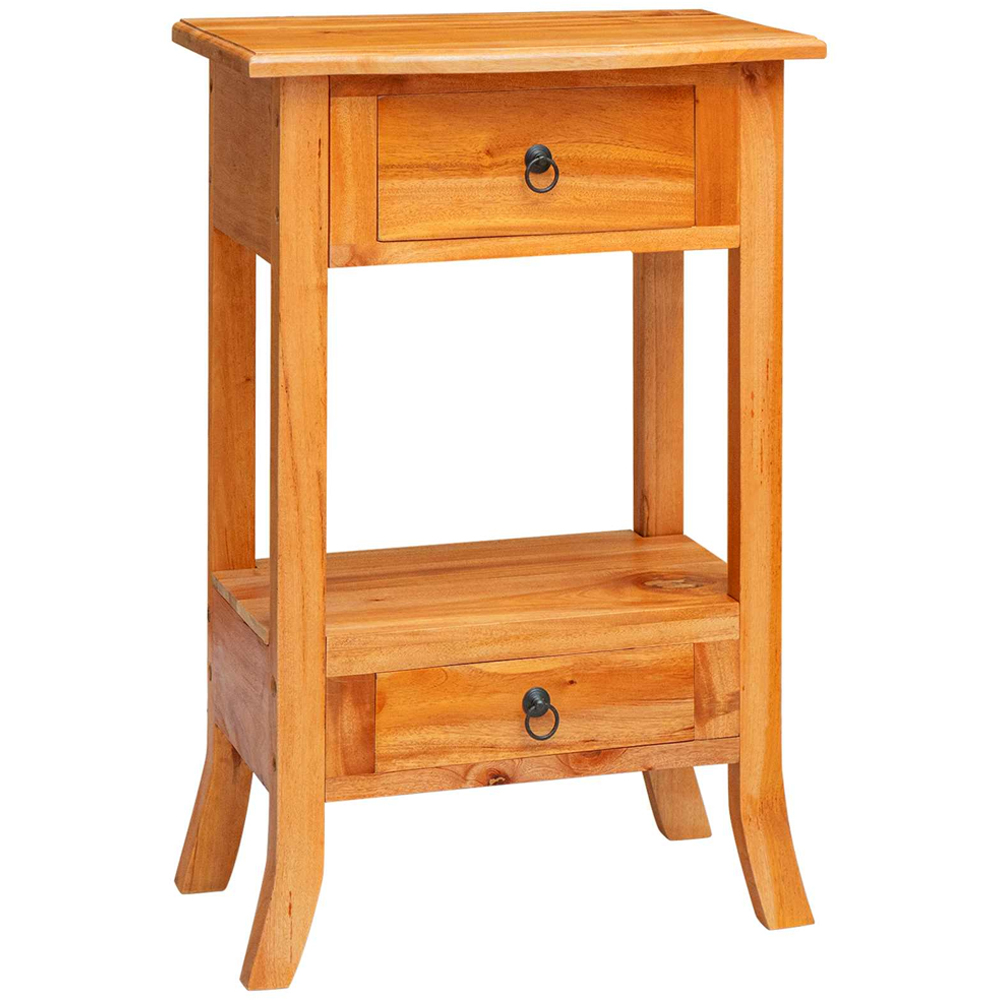 vidaXL 2 Drawer Single Shelf Natural Solid Mahogany Wood Console Table Image 3