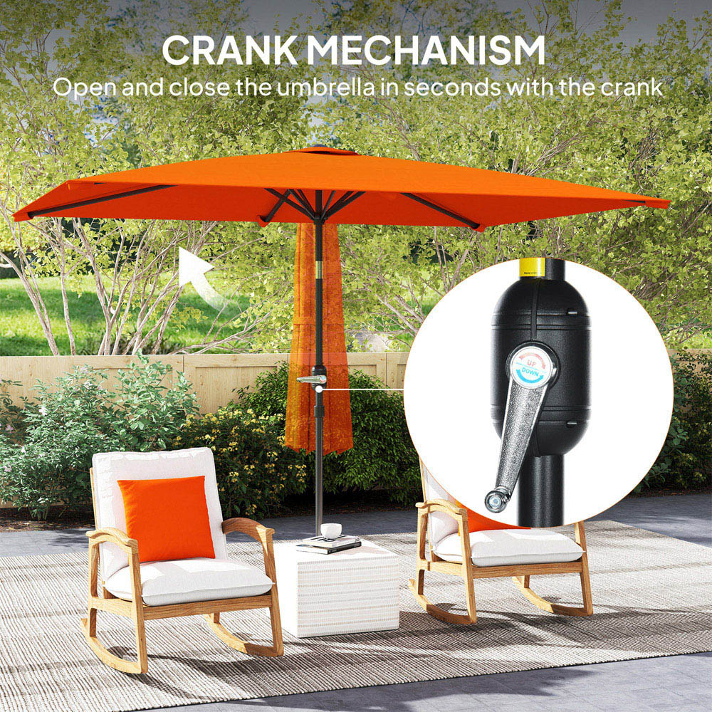 Outsunny Orange Crank and Tilt Parasol 3m Image 5