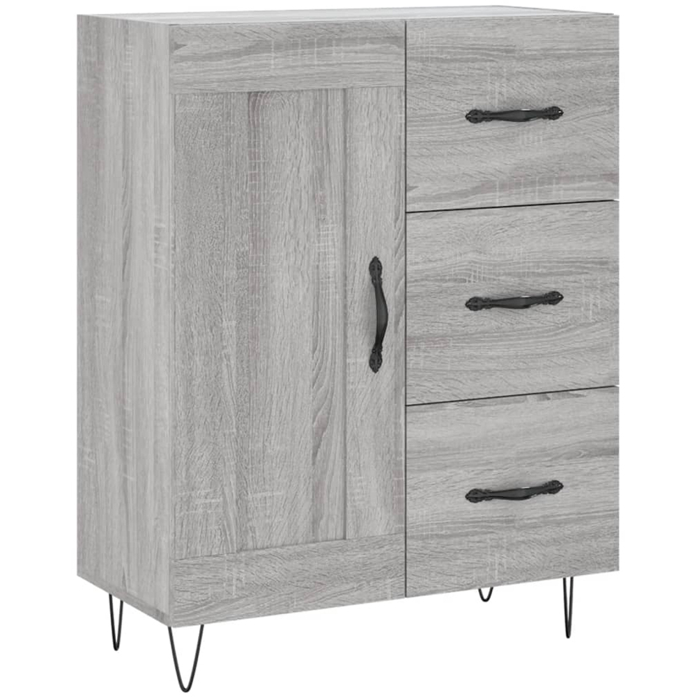 vidaXL Single Door 3 Drawer 3 Shelf Grey Sonoma Tall Highboard Image 7