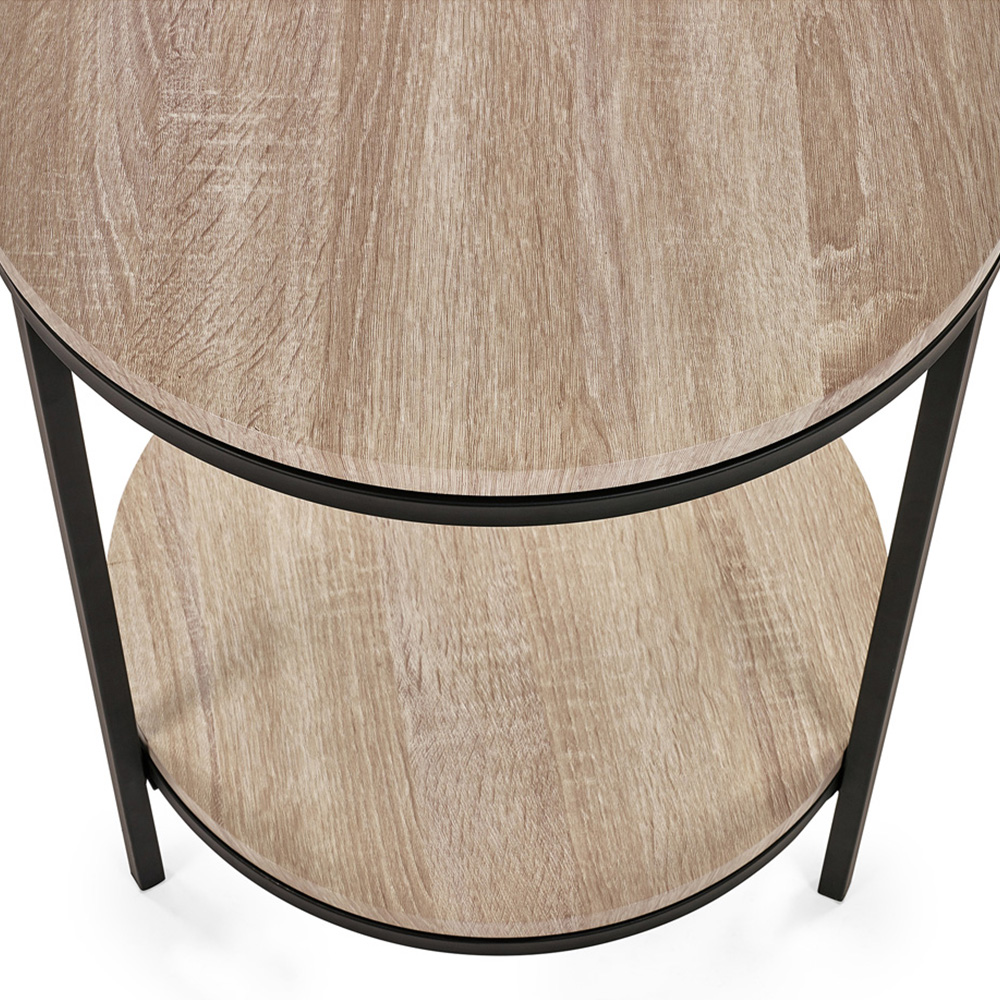 Julian Bowen Tribeca Sonoma Oak Circular Lamp Table with Shelf Image 5