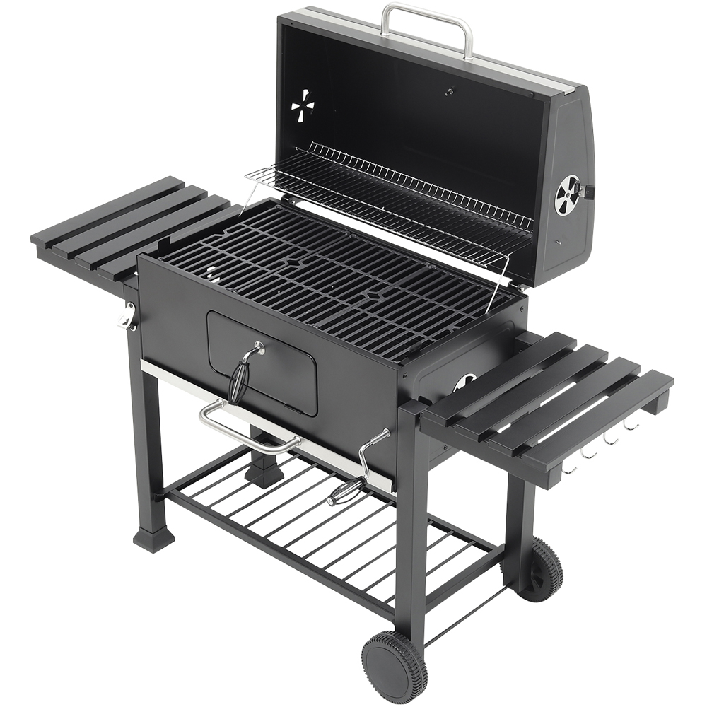 Living and Home Black BBQ Grill with Side Table Image 3