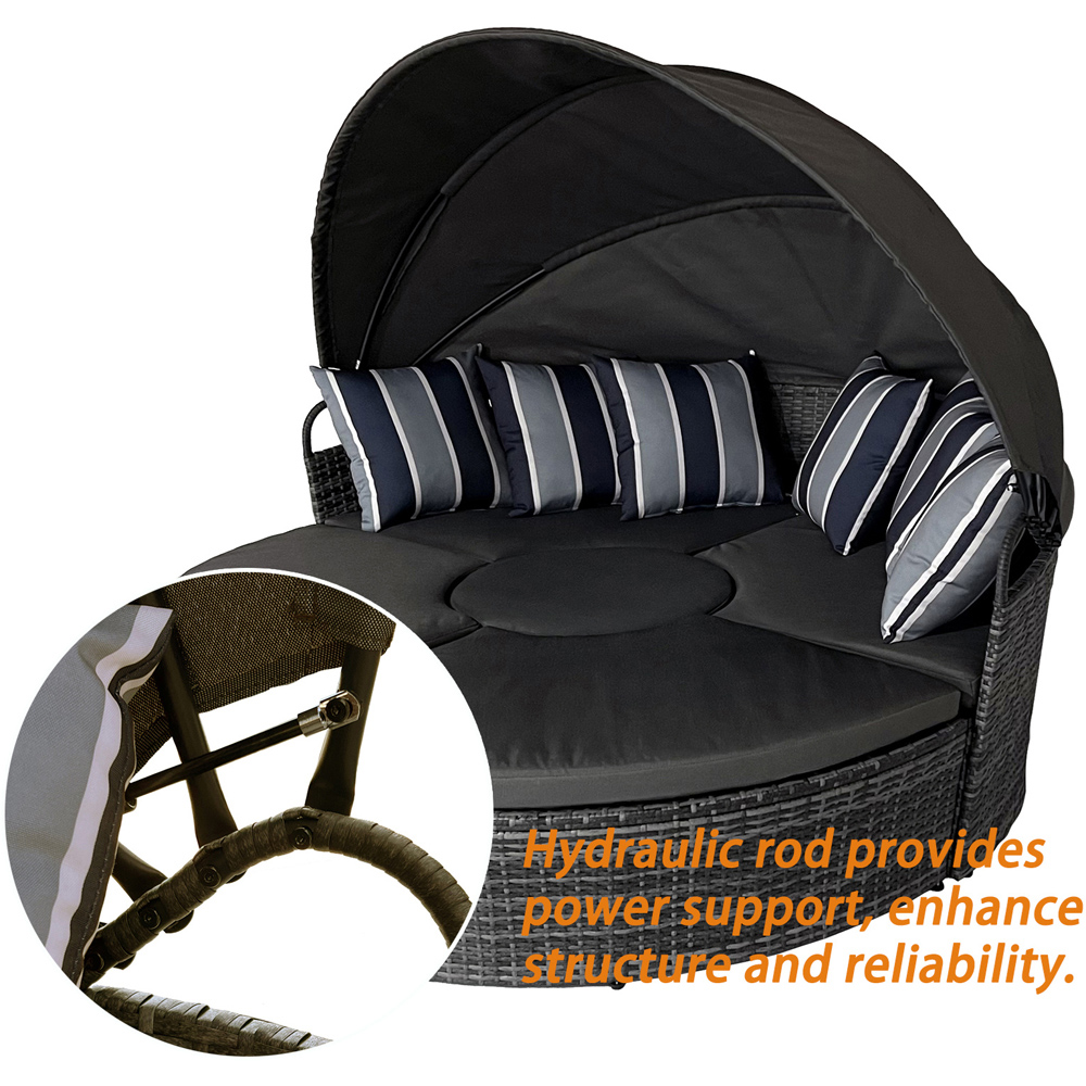 Furniture One 8 Seater Rattan Sun Lounger Sofa Set with Canopy 180cm Image 6