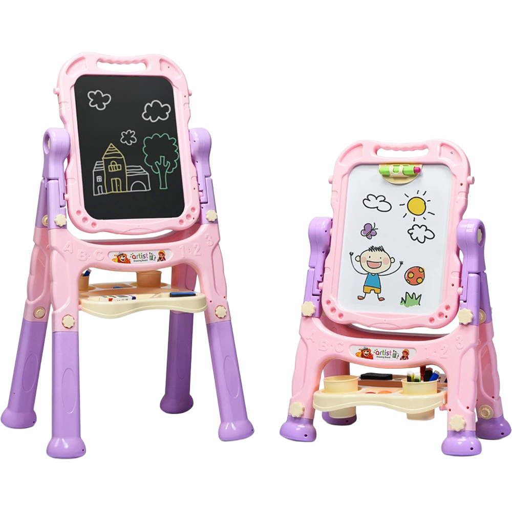Costway Kids Pink Double Sided Magnetic Art Easel Image 1