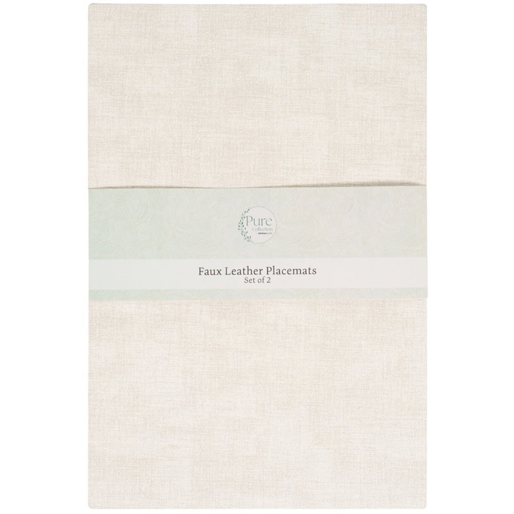 Pack of 2 Faux Leather Placemats Cream Image 1