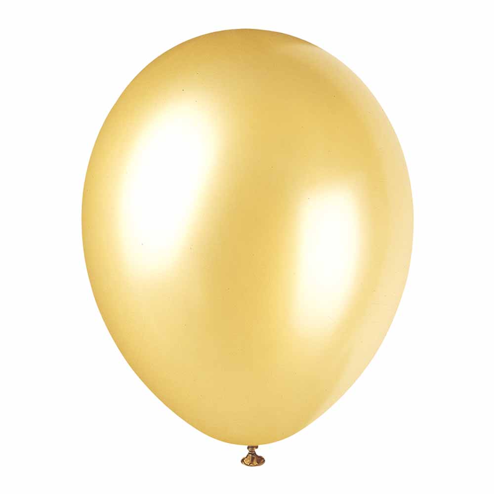 Wilko 12in Gold Pearlised Balloons 8pk Image 1