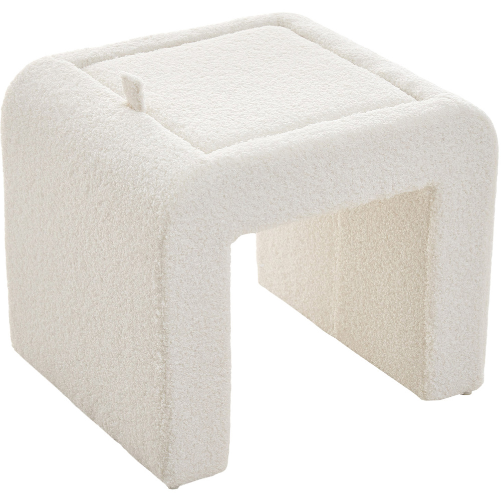 Living and Home White Sealette U-Shaped Footstool with Reversible Tabletop Image 2