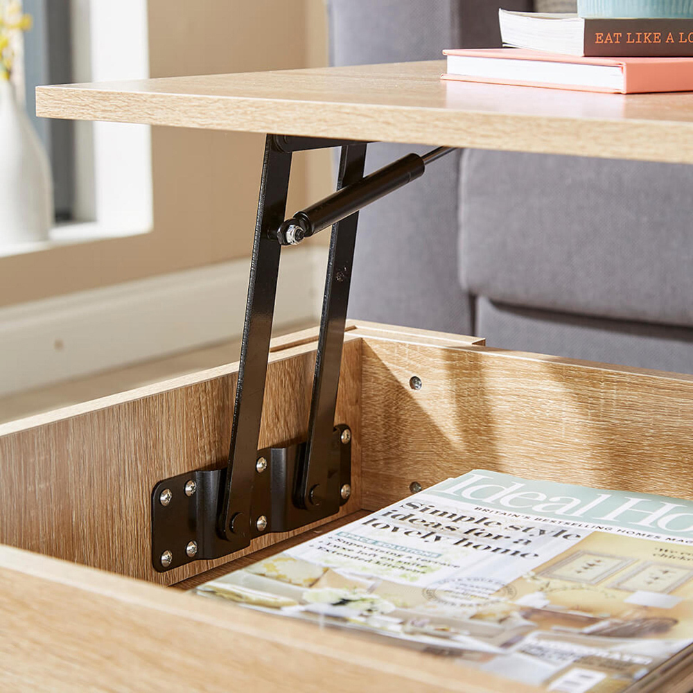 Home Source Orlando Single Shelf Natural Lift Up Storage Coffee Table Image 5