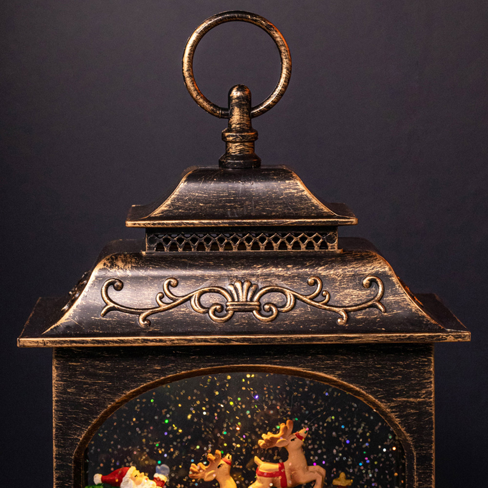 Samuel Alexander Santa Warm White LED Christmas Water Spinner Bronze Lantern 28cm Image 2