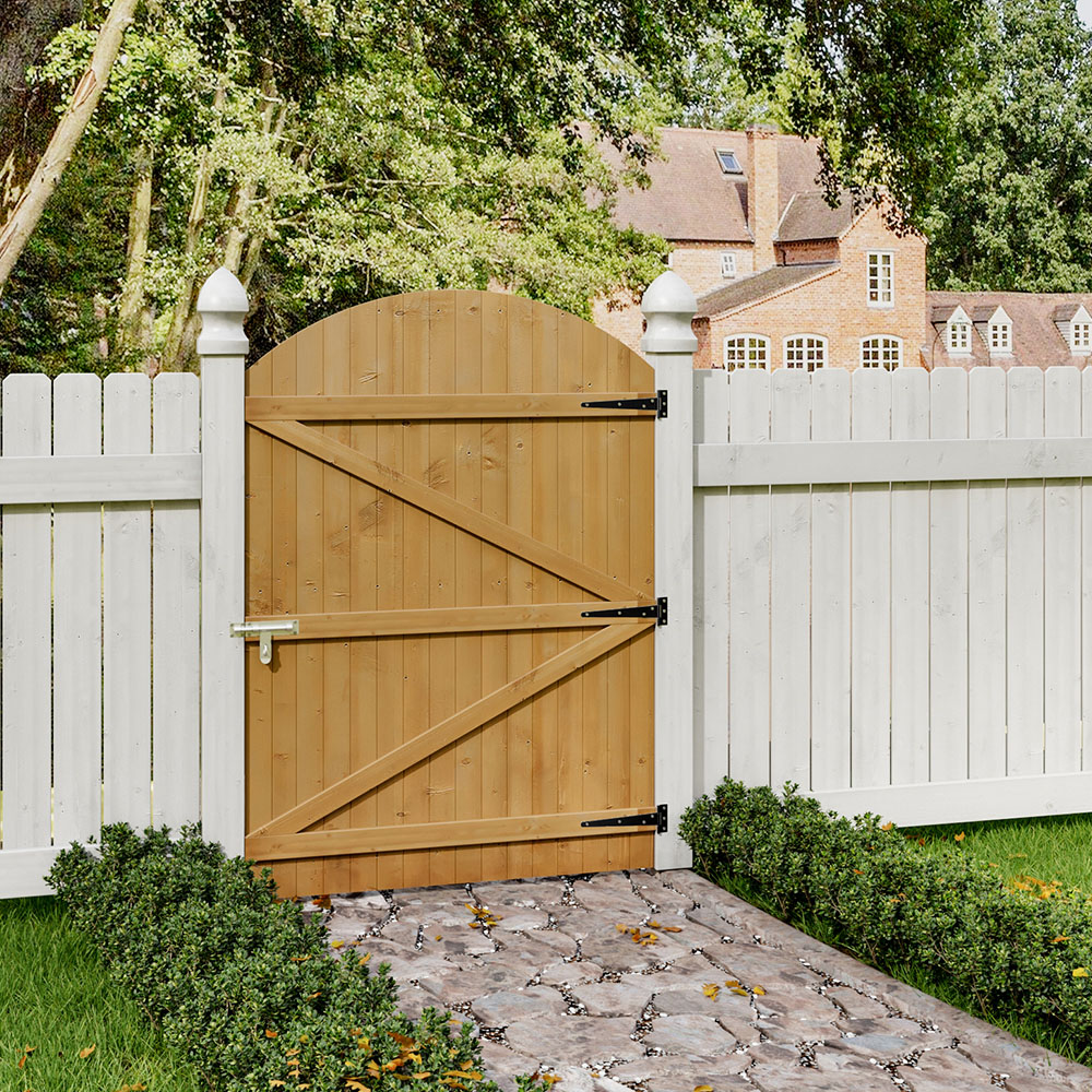 Living and Home 3.4 x 4.9ft Semi Braced Arched Top Wooden Garden Gate Image 3