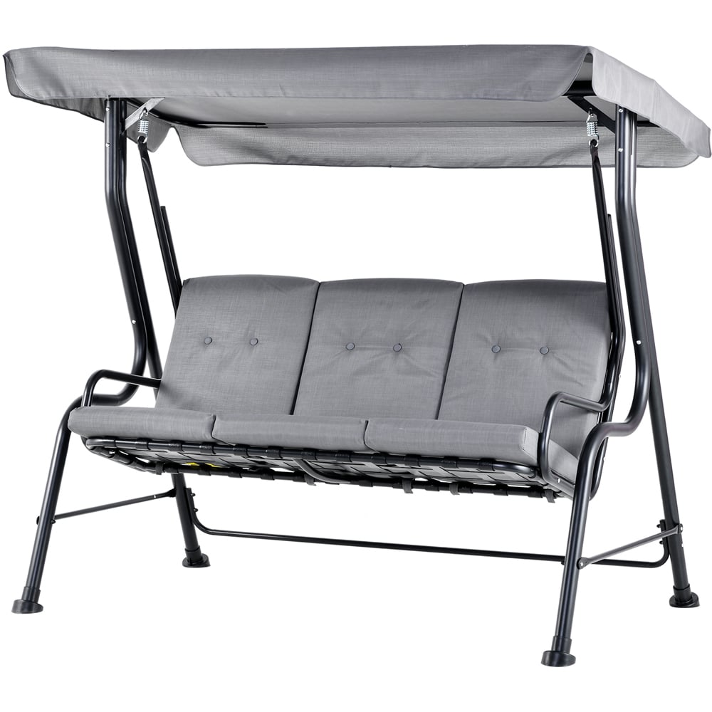 Outsunny 3 Seater Grey Outdoor Garden Swing Chair Wilko