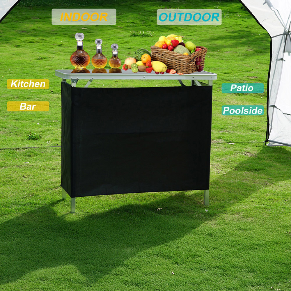 Gr8 Garden Silver and Black Portable Folding Bistro Bar Table with Carry Case Image 5