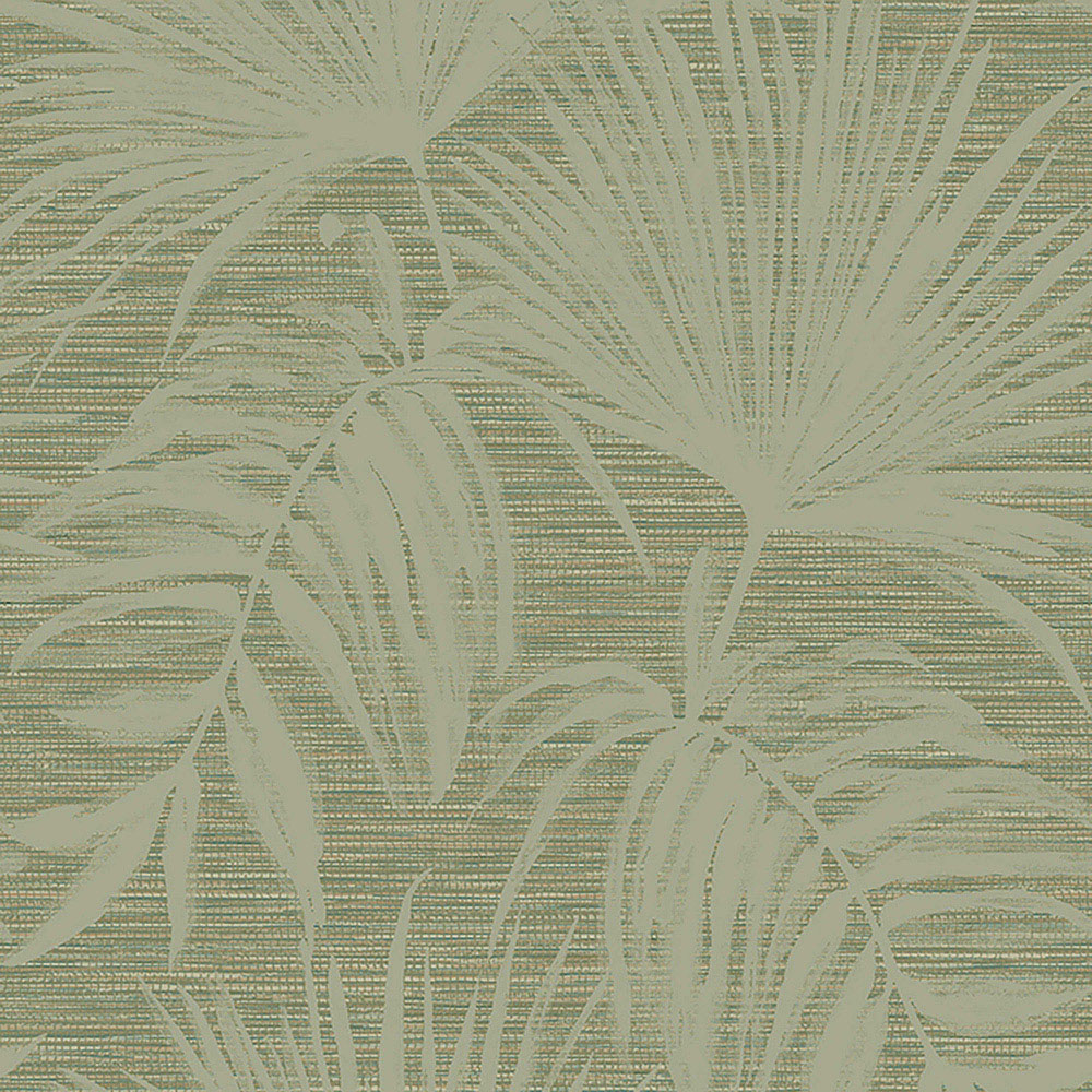 Rasch Wallpaper Grasscloth Leaf Green Wallpaper Image 1