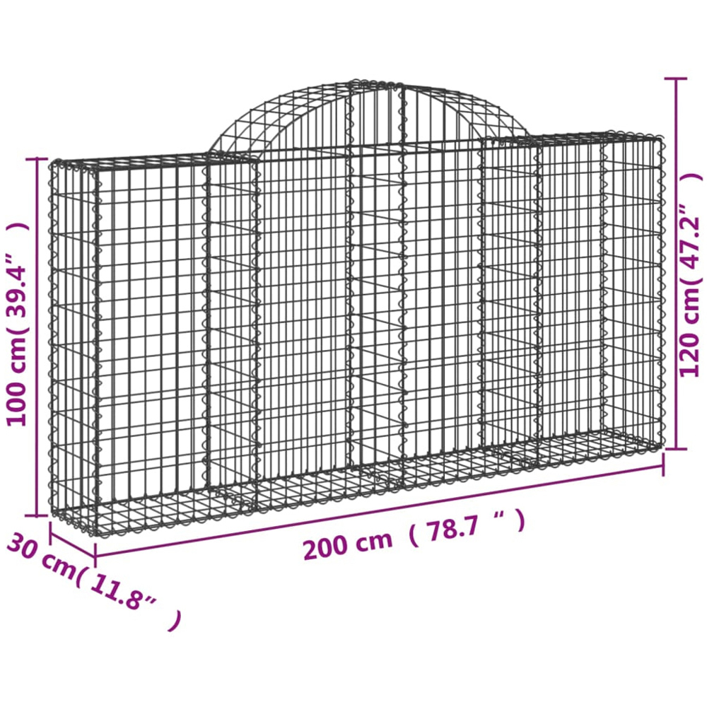 vidaXL Silver Galvanised Iron Gabion Basket 200 x 30 x 100/120cm 4 Pack Image 5