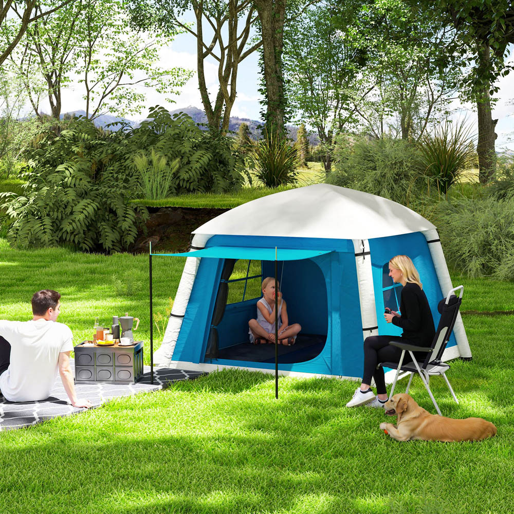 Outsunny 2 Person Easy Setup Inflatable Camping Tent with Pump Light Blue Image 2