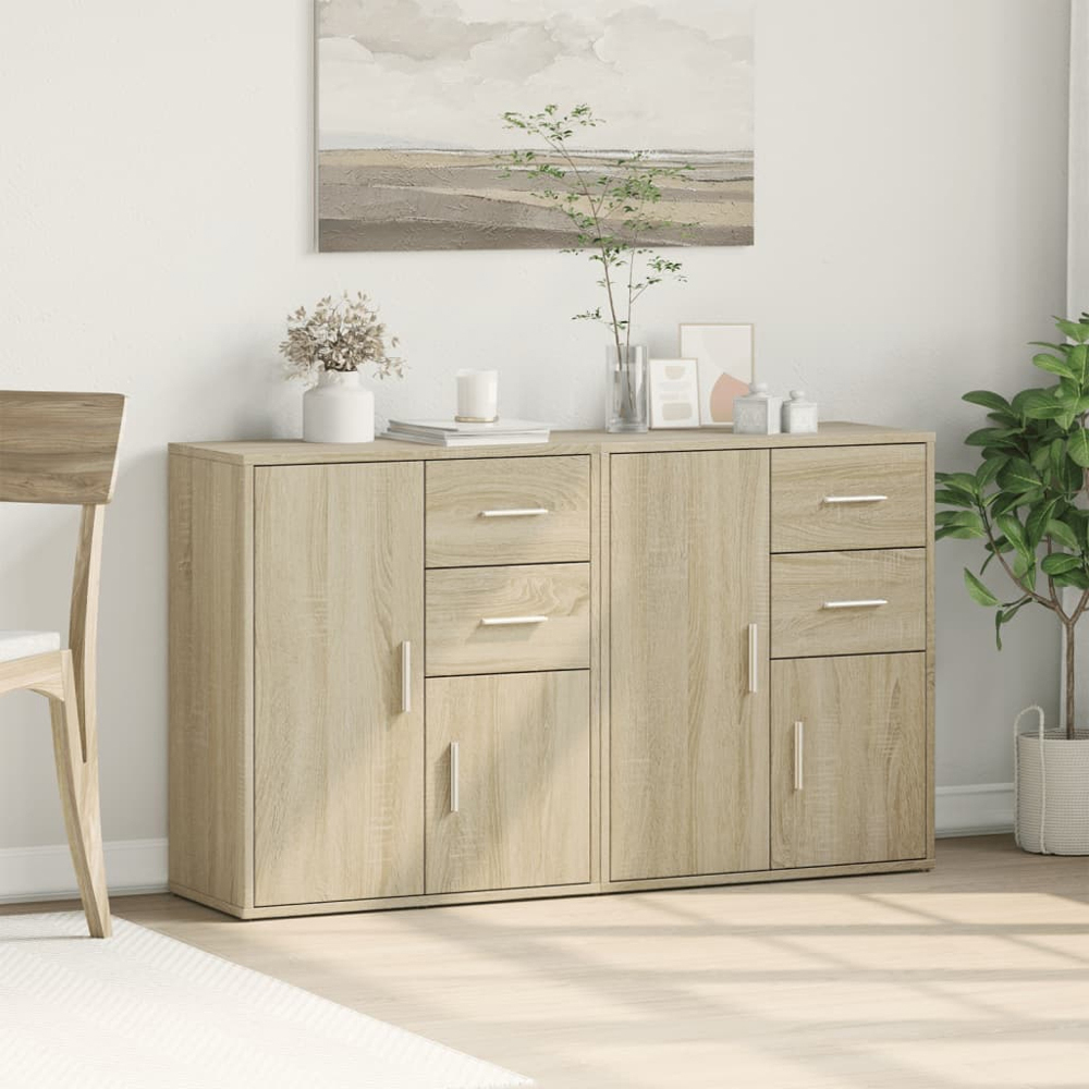 vidaXL 2 Door 2 Drawer Sonoma Oak Sideboard Set of 2 Image 3
