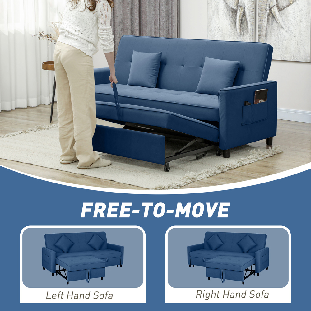 HOMCOM 3 Seater Blue L Shaped Reversible Pull Out Sofa Bed Image 5